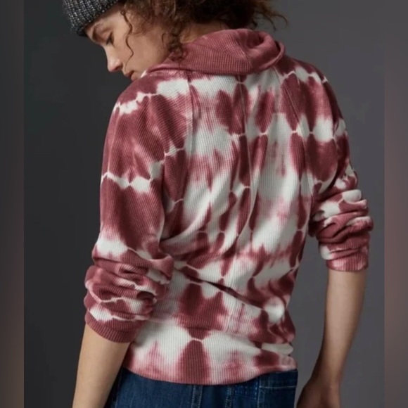 Anthropologie Pilcro Tie Dye Waffle Thermal Mock Neck Top - Picture 2 of 6